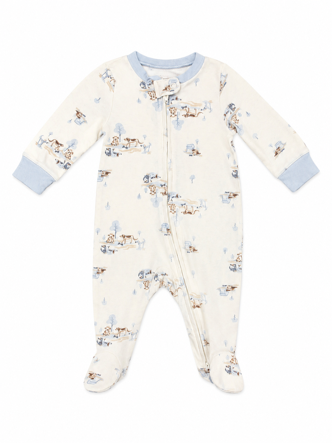 Baby Boys’ Cream Horse Print Footed Sleeper Size 6 Months