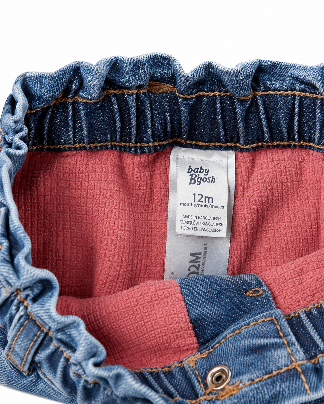 Baby B’gosh Denim Pants with Pink Cuffs – Size 12 Months