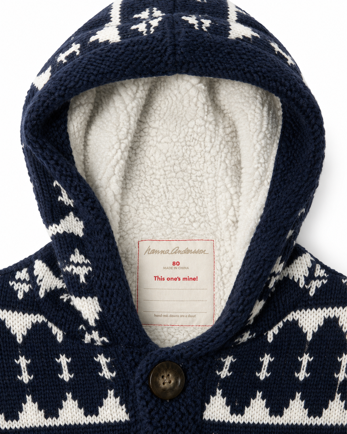 Hanna Andersson Navy Nordic Hooded Cardigan – Size 80 (18-24 months)