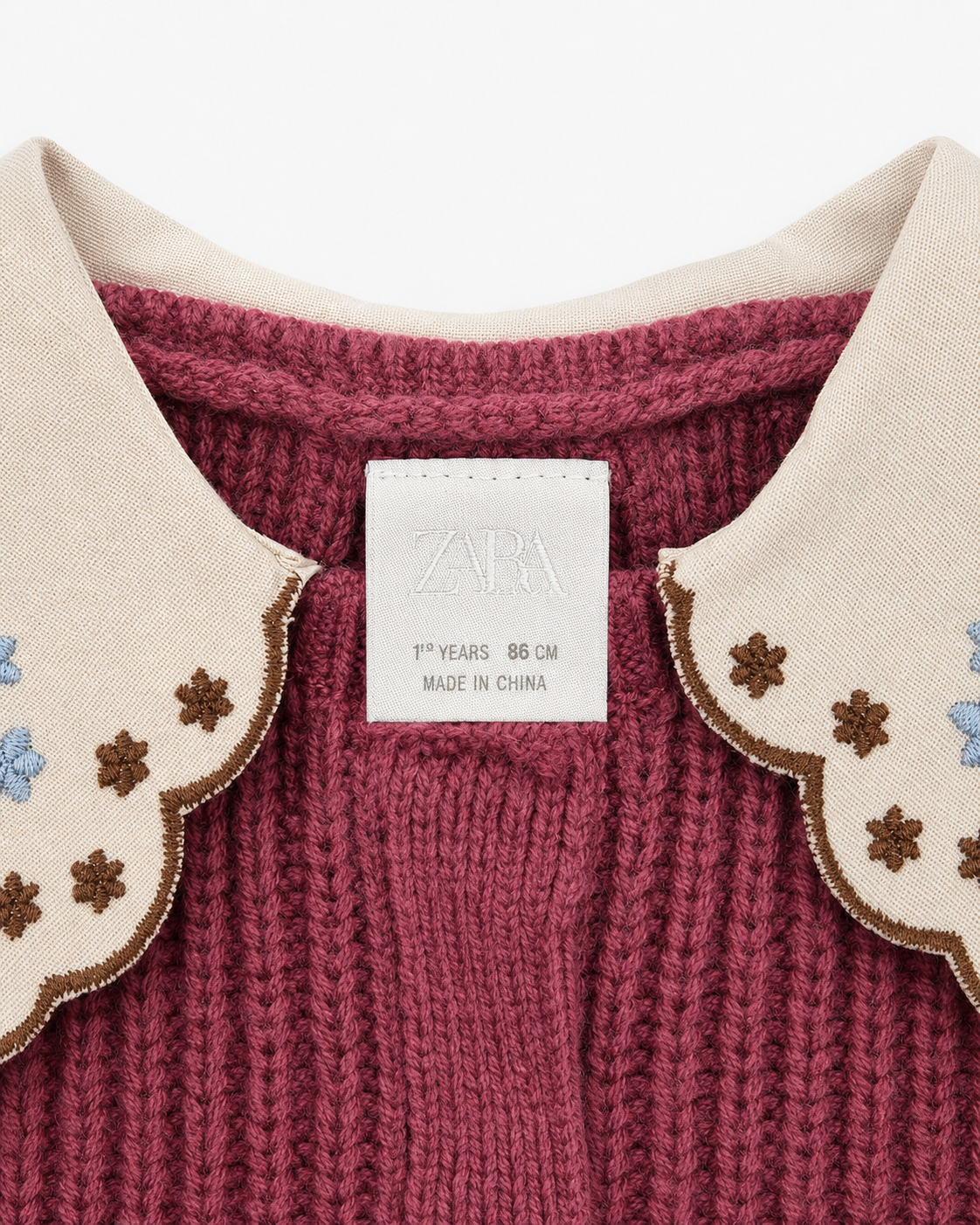 Zara Floral-Collar Knitted Cardigan – Size 18 Months NWT