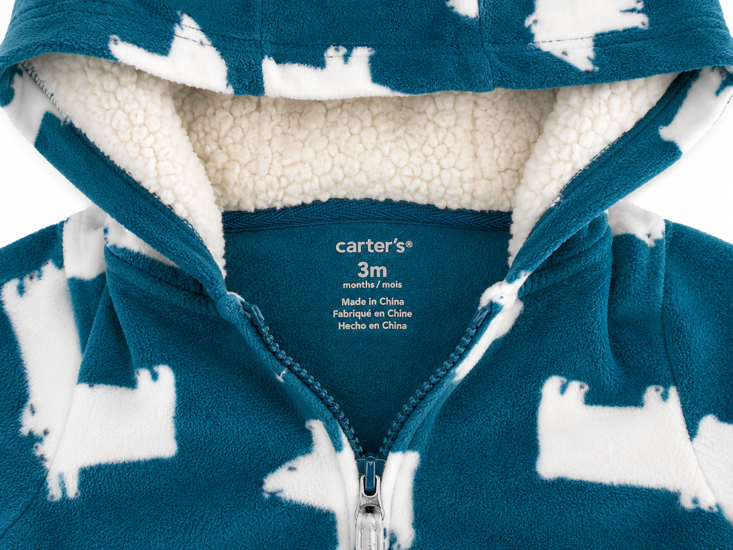 Carter’s Polar Bear Fleece Hoodie – Size 3 Months