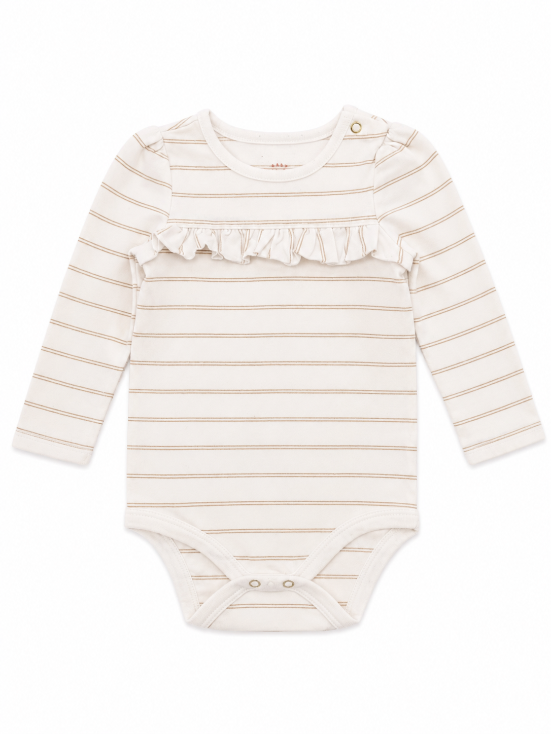 Cat and Jack Baby Long Sleeve Ruffle Bodysuit – Cream & Beige Striped | Soft Cotton One-Piece