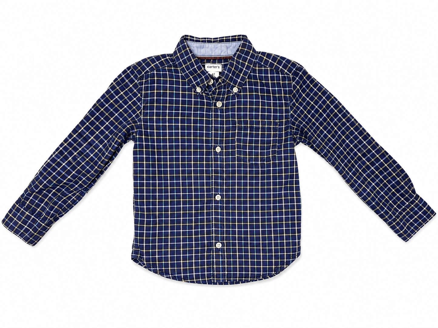 Carter’s Navy Plaid Button-Down Shirt Boys 4T