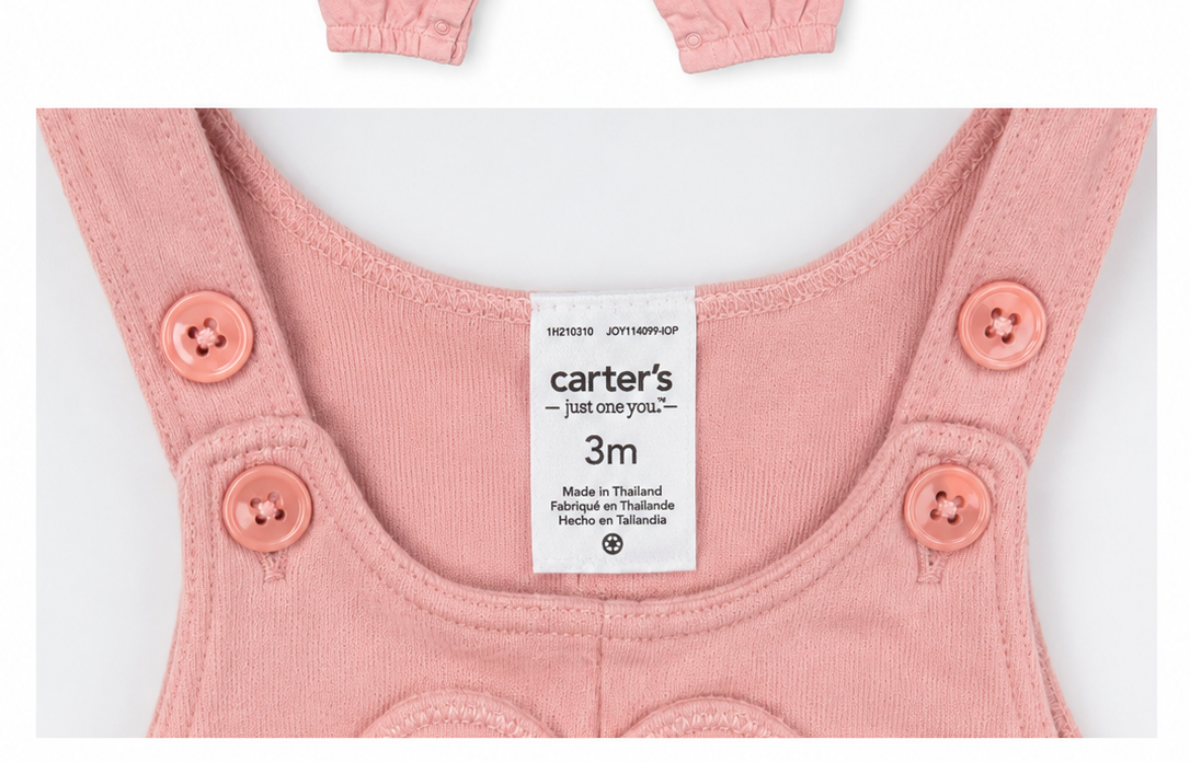 Carter’s Pink Heart Overalls – Size 3 Months