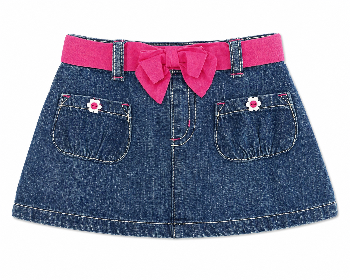 Gymboree Girls’ Denim Skirt with Pink Bow Belt 12-18 Months New