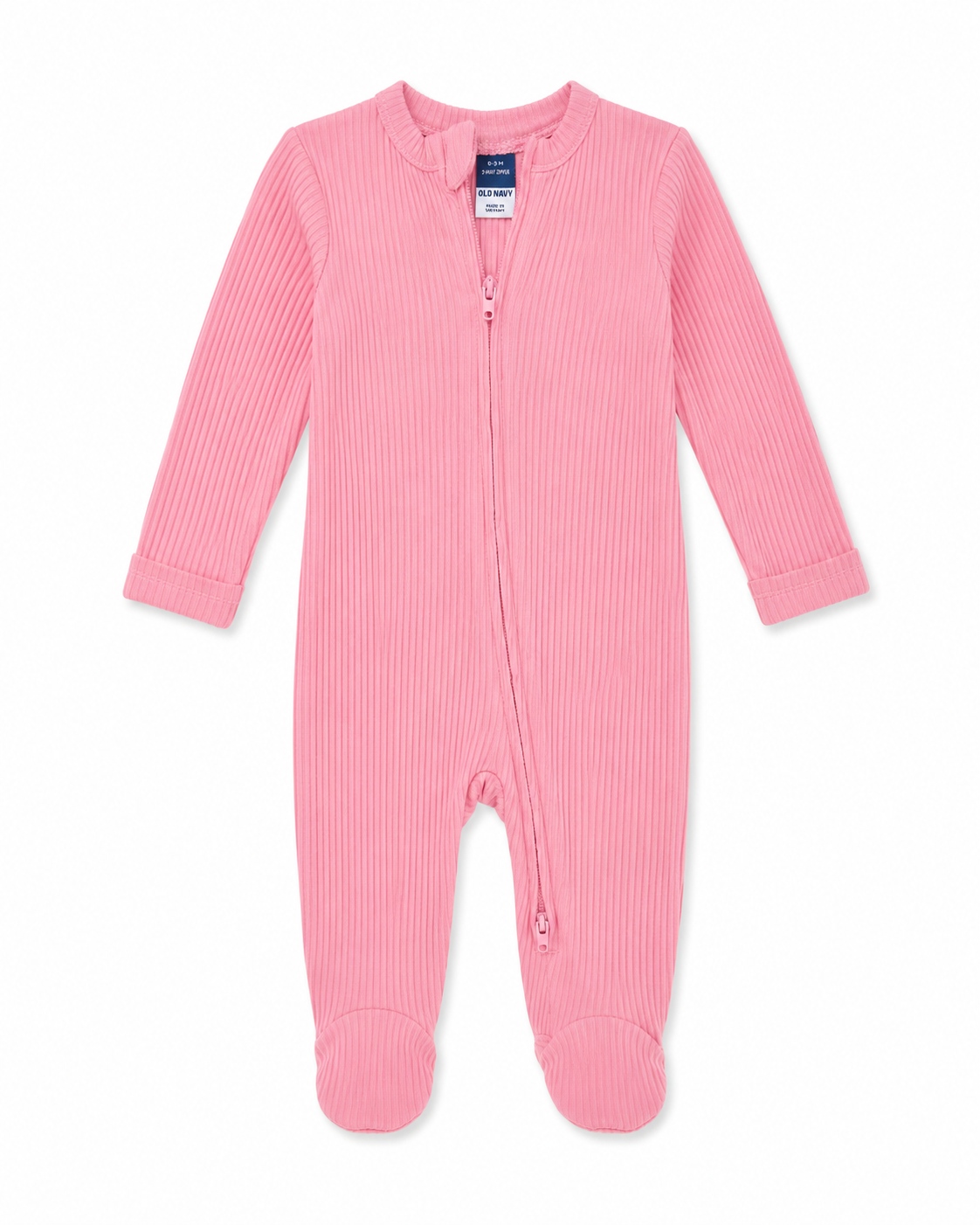 Old Navy Pink Ribbed 2-Way Zip Sleeper – Size 0–3 Months