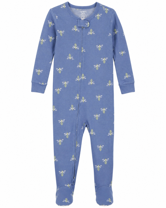 Carter’s Blue Bee Print Footed Sleeper – Size 24 Months NWT