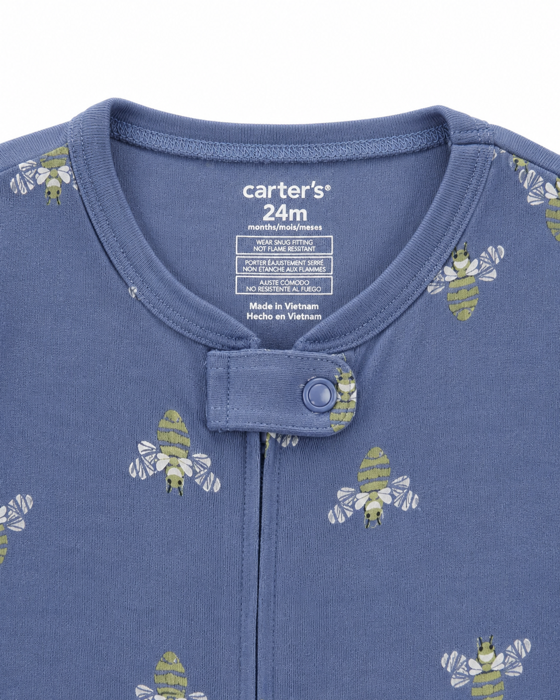 Carter’s Blue Bee Print Footed Sleeper – Size 24 Months NWT