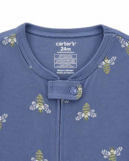 Carter’s Blue Bee Print Footed Sleeper – Size 24 Months NWT