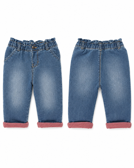 Baby B’gosh Denim Pants with Pink Cuffs – Size 12 Months