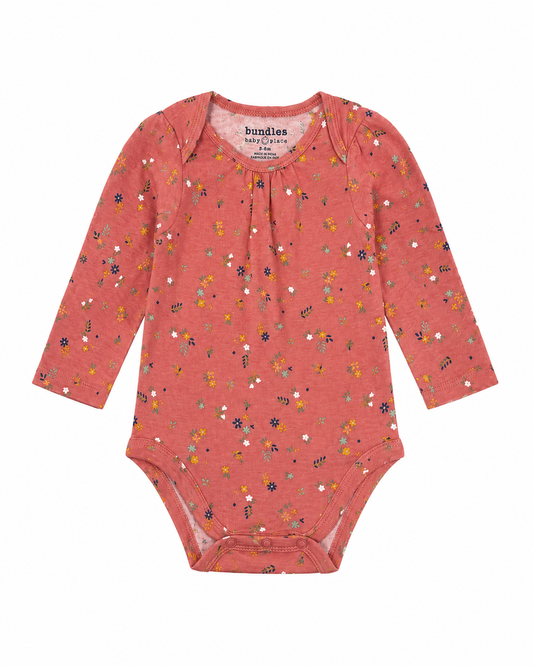 Bundles Baby Place Coral Floral Bodysuit – Size 3–6 Months