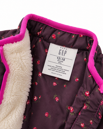 Baby Gap Reversible Floral Sherpa Jacket – Size 12–18 Months