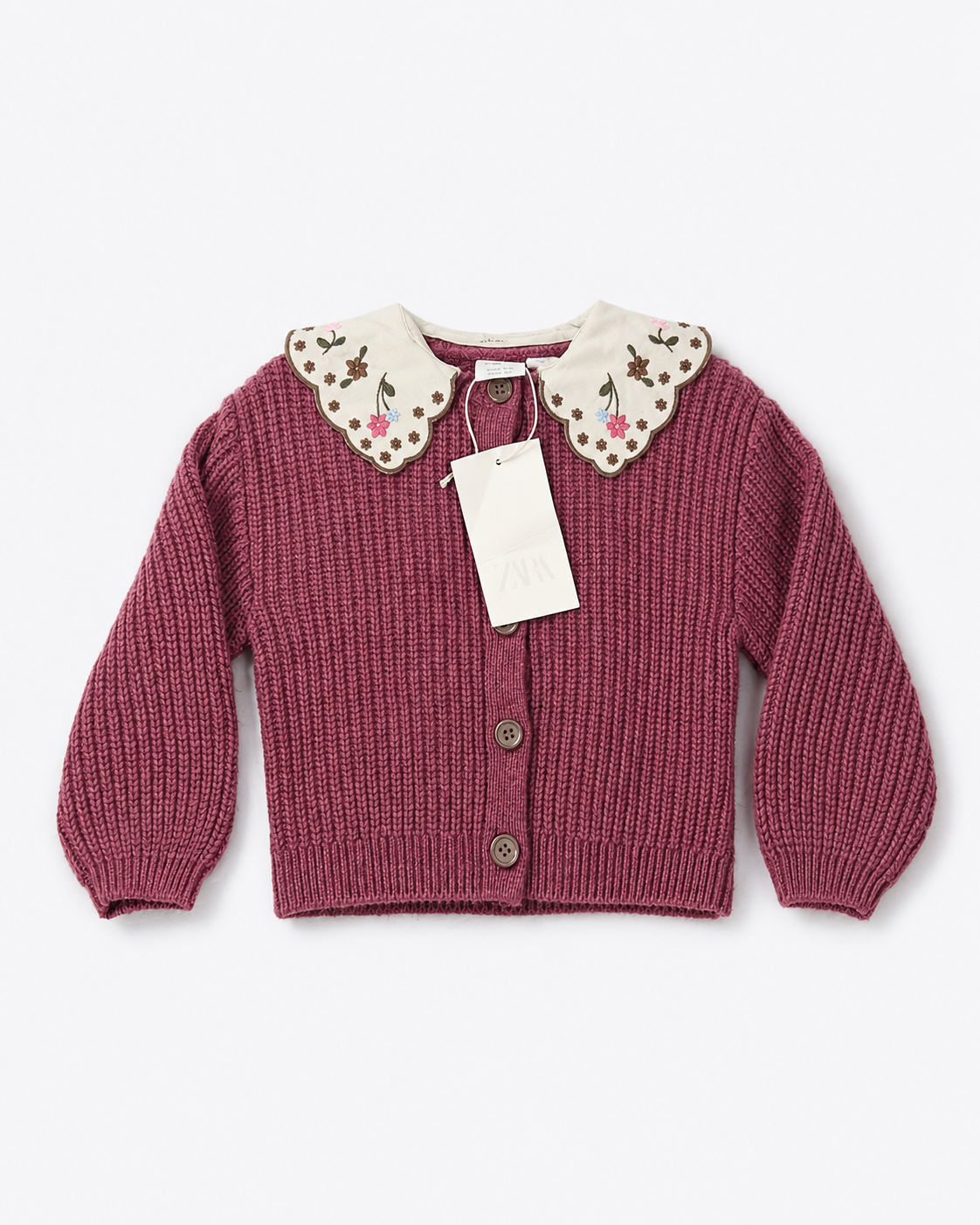 Zara Floral-Collar Knitted Cardigan – Size 18 Months NWT