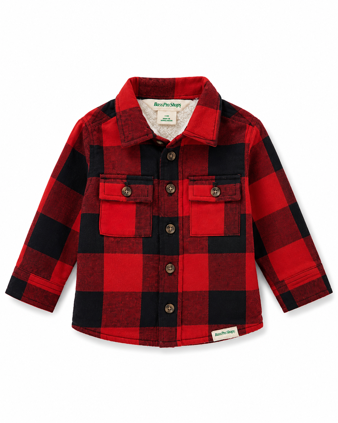 Bass Pro Shops Buffalo Plaid Sherpa Shirt Jacket – Size 3–6 Months