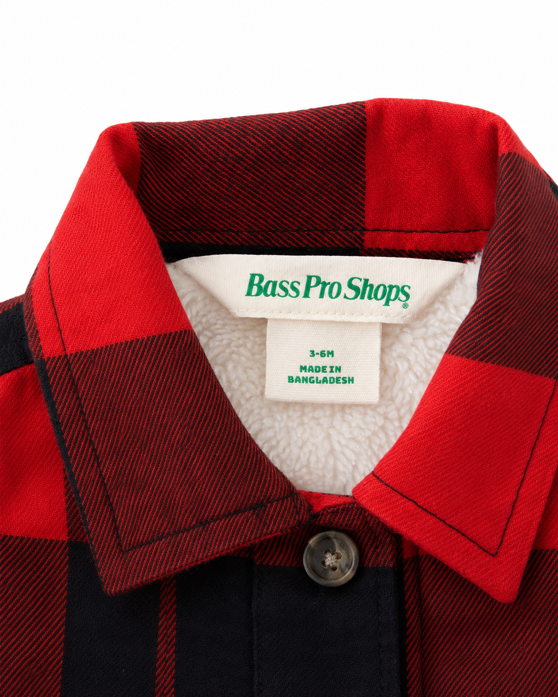Bass Pro Shops Buffalo Plaid Sherpa Shirt Jacket – Size 3–6 Months