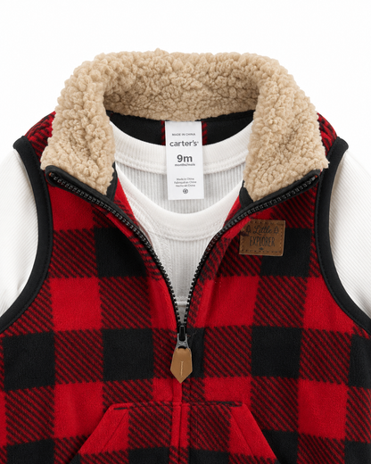 Carter’s Buffalo Plaid Vest and Bodysuit Set – Size 9 Months