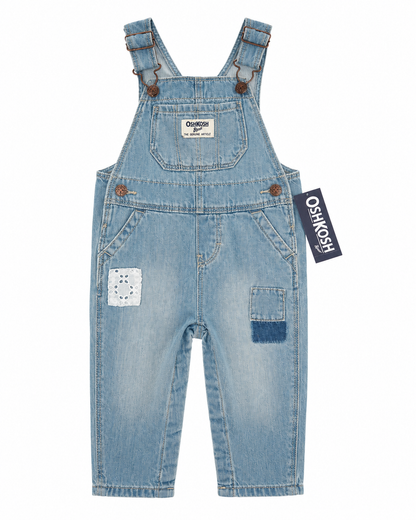 OshKosh Patchwork Denim Overalls – Size 6 Months NWT