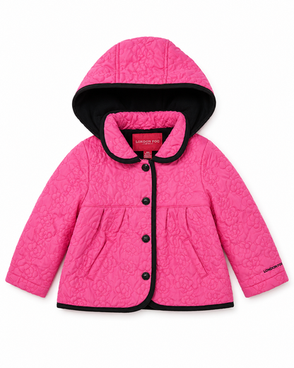 London Fog Pink Quilted Hooded Jacket – Size 18 Months