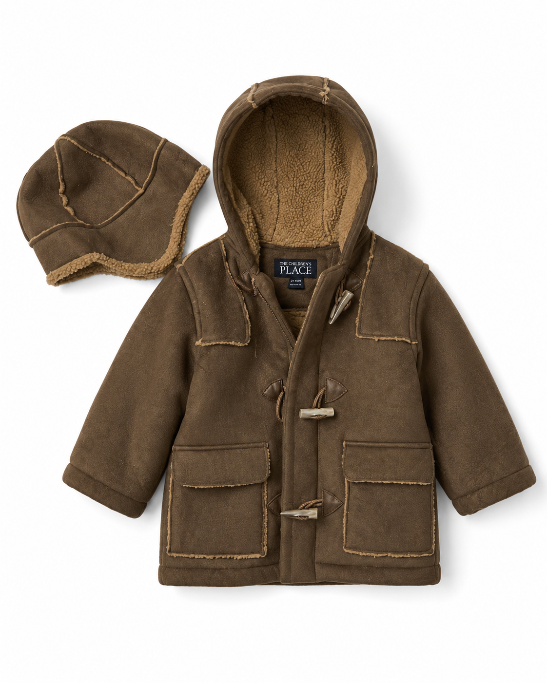 The Children’s Place Sherpa-Lined Duffle Coat & Hat – Size 24 Months