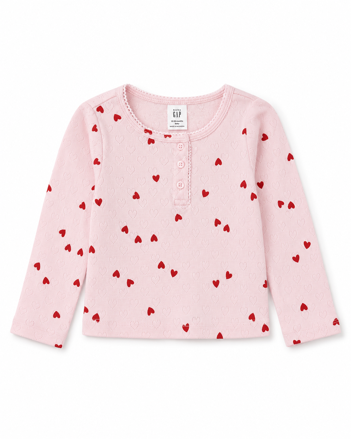 Baby Gap Heart Pointelle Top – Size 12–18 Months