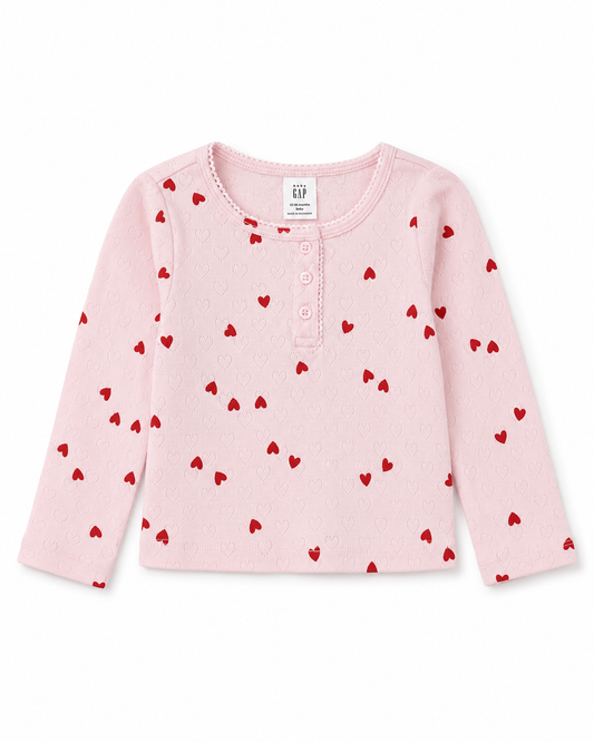 Baby Gap Heart Pointelle Top – Size 12–18 Months