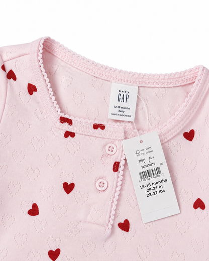 Baby Gap Heart Pointelle Top – Size 12–18 Months