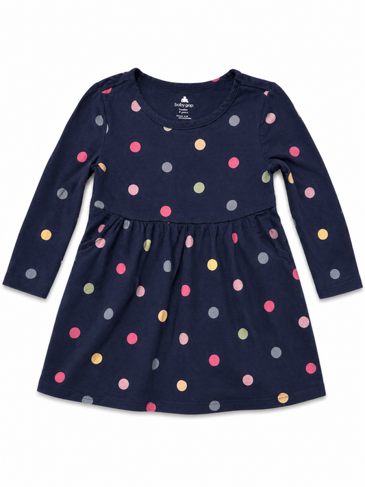 Baby Gap Toddler Size 12-18 blue Polka Dot Dress