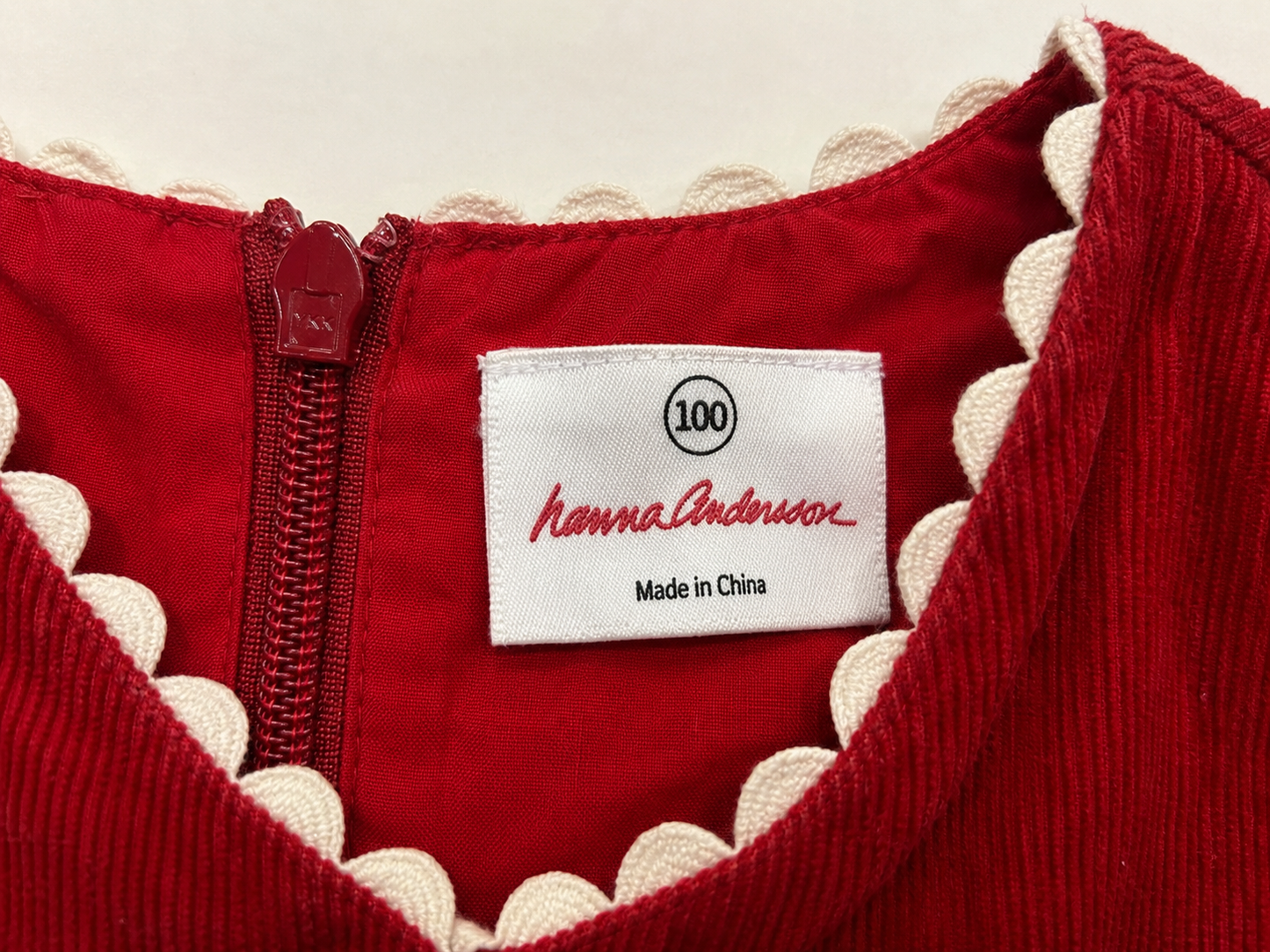 Hanna Andersson Girls Red Corduroy Holiday Dress – Size 100 (Approx. 3–4 Years)