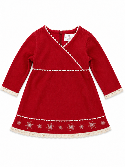 Hanna Andersson Girls Red Corduroy Holiday Dress – Size 100 (Approx. 3–4 Years)