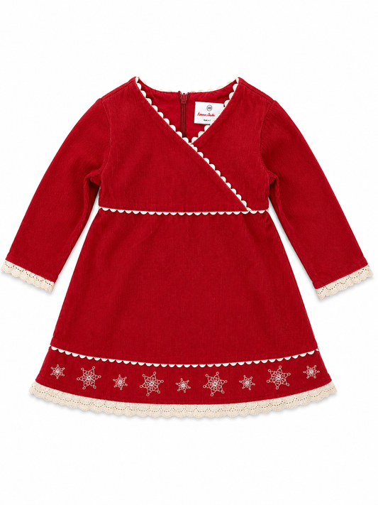 Hanna Andersson Girls Red Corduroy Holiday Dress – Size 100 (Approx. 3–4 Years)
