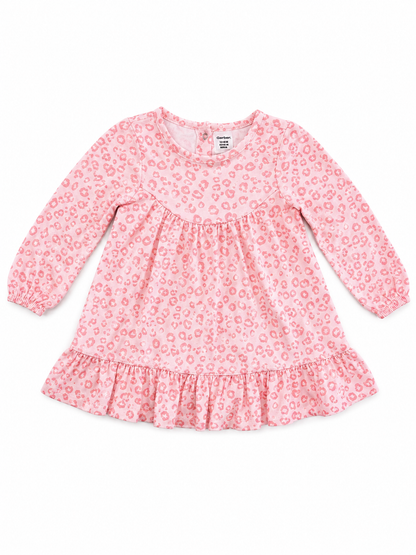 Gerber Baby Girls Pink Leopard Print Long Sleeve Dress – 12 Months