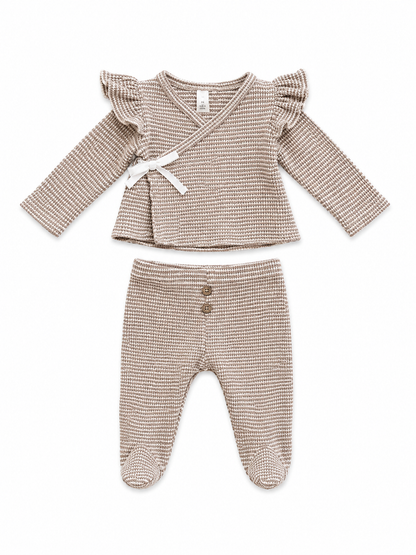 Snug Baby Girls 2-Piece Knit Wrap Top & Footed Pants Set – Size 3-6 Months