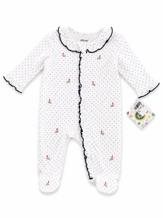Little Me Baby Girls Floral Polka Dot Footed Sleeper – 3 Months – New with Tags