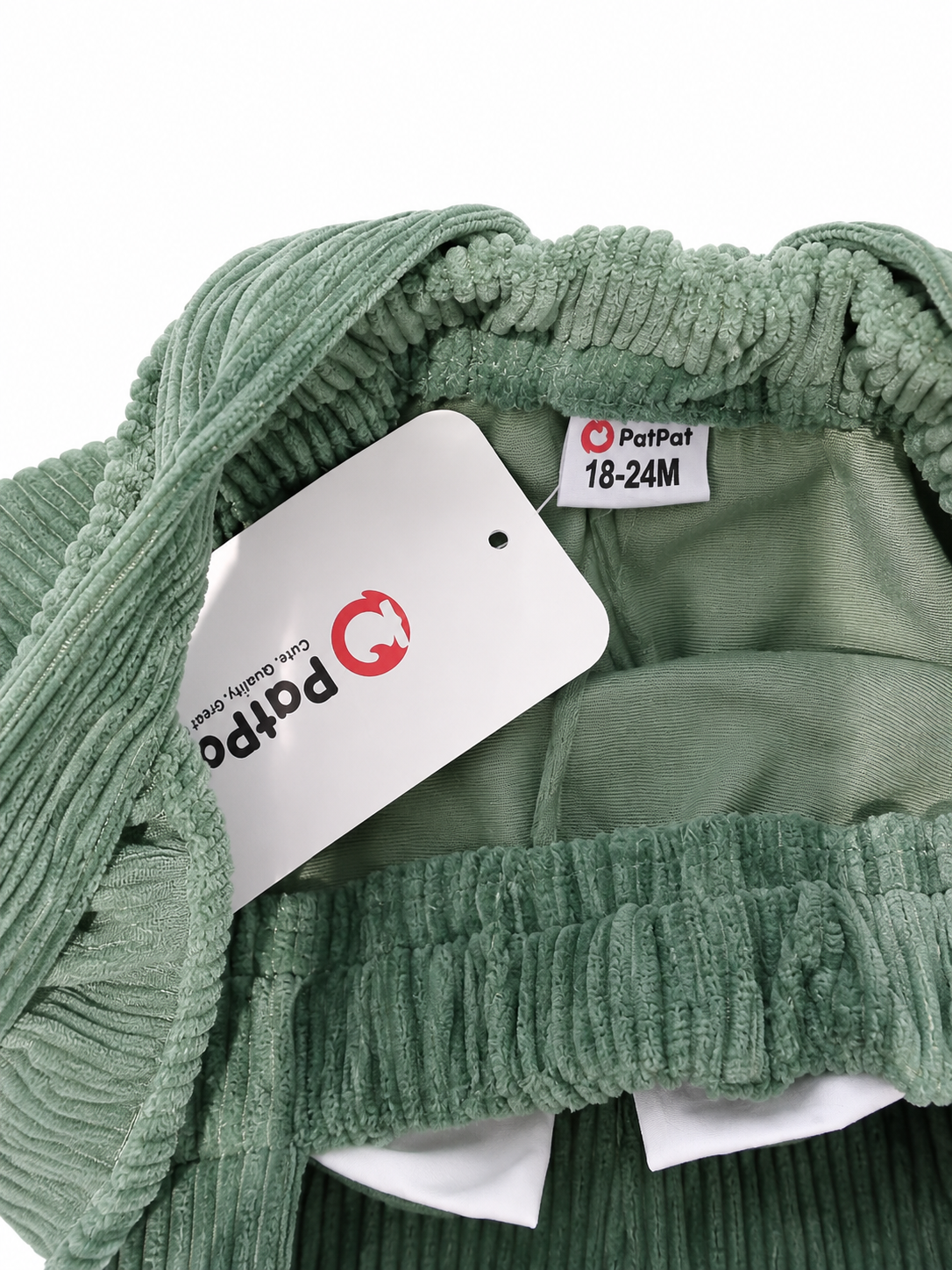 PatPat Baby Girls Sage Green Corduroy Frill Romper – 18–24 Months – New with Tags