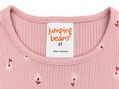 Jumping Beans Toddler Ribbed Long Sleeve Top – Pink Floral Print Size 3T