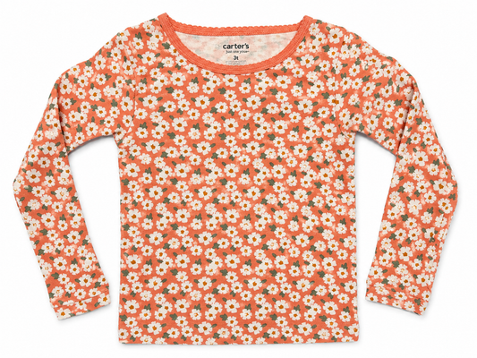 Carter's Toddler Long Sleeve Top – Apricot Floral Print  Size 3T