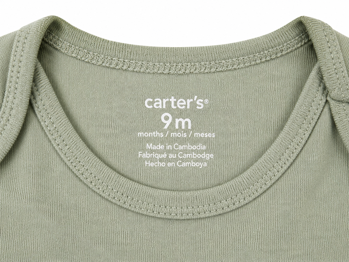 Carter's Baby Long Sleeve Top – Sage Green Crocodile Print - Size 9 Months