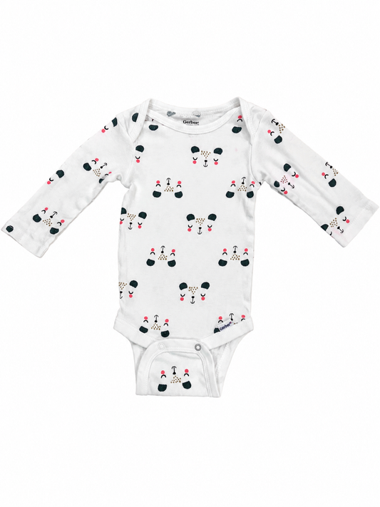 Gerber Baby Long Sleeve Bear Print Bodysuit – 0–3 Months