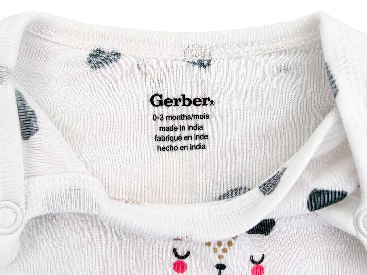 Gerber Baby Long Sleeve Bear Print Bodysuit – 0–3 Months