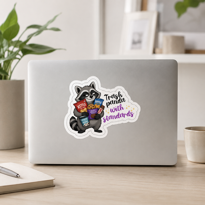 Trash Panda with Standards Raccoon Sticker – 10cm