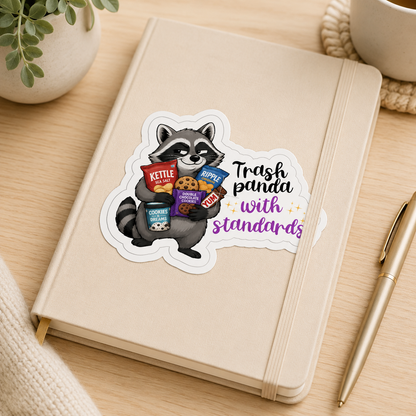 Trash Panda with Standards Raccoon Sticker – 10cm