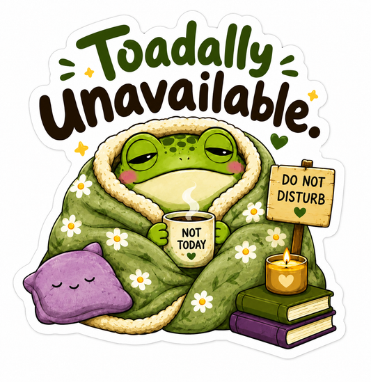 Toadally Unavailable Frog Sticker – 10cm