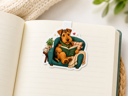 Airedale Terrier Reading Magnetic Bookmark