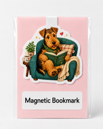 Airedale Terrier Reading Magnetic Bookmark