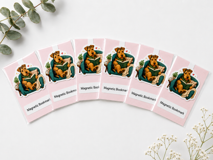 Airedale Terrier Reading Magnetic Bookmark