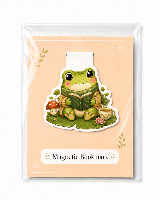 Cozy Reading Frog Magnetic Bookmark