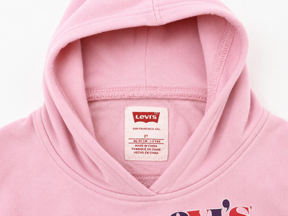 Levi's Toddler Pink Cropped Hoodie – Logo Sweatshirt with Stripe Sleeves 2T