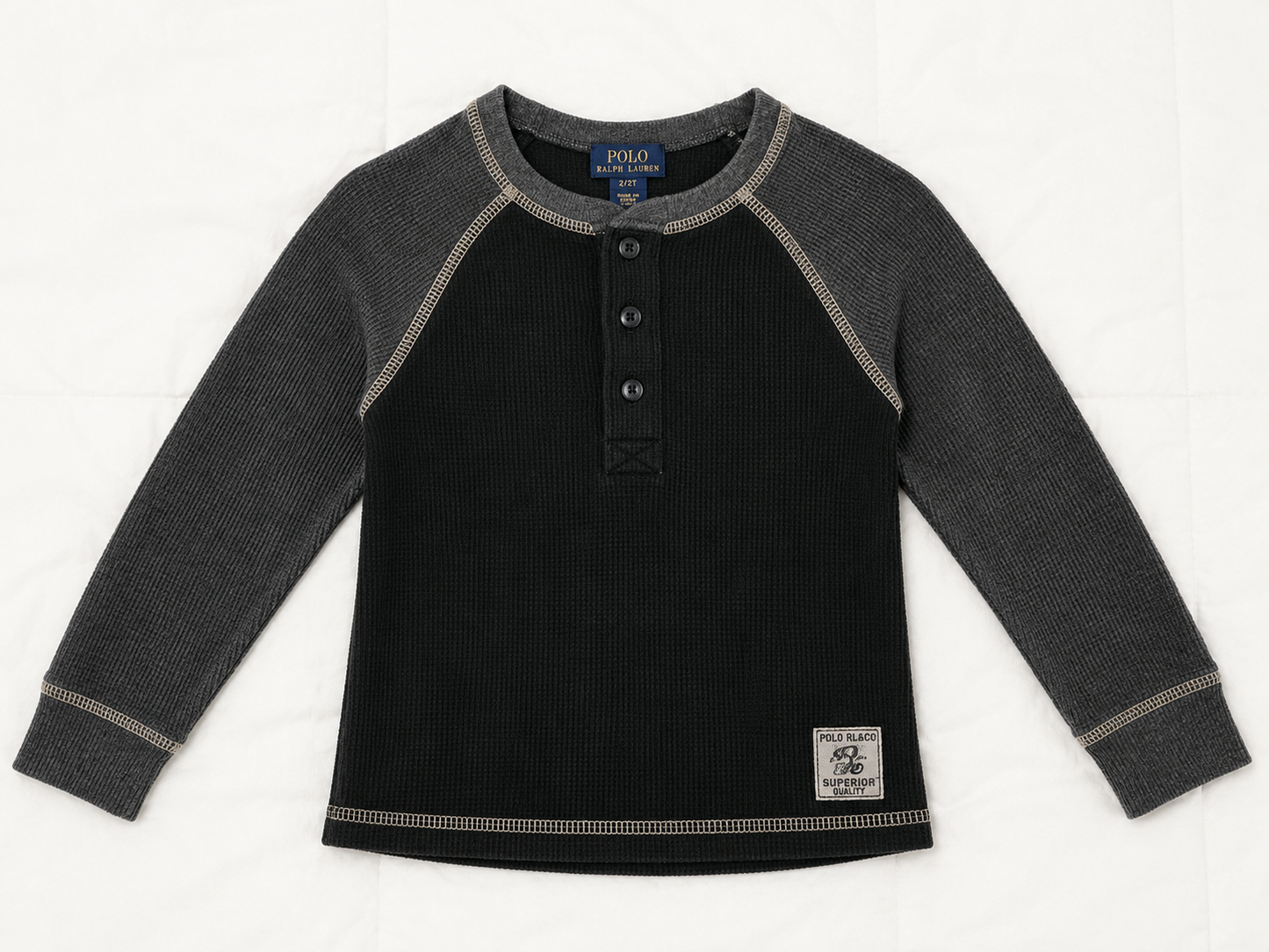 Polo Ralph Lauren Colorblock Henley Thermal Shirt – Size 12–24 Months