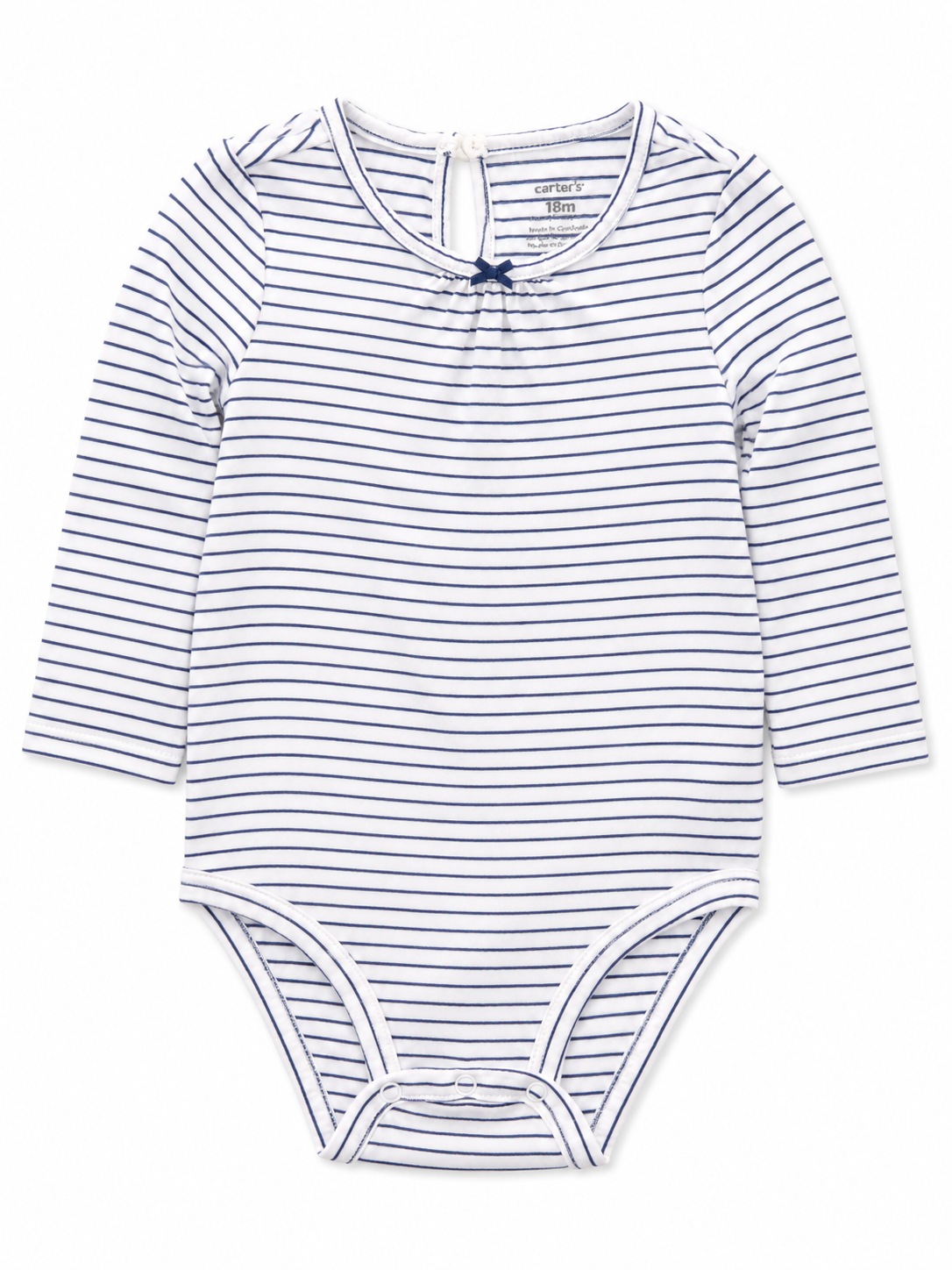 Carter's Baby Long Sleeve Striped Bodysuit – White & Navy Size 18 Months
