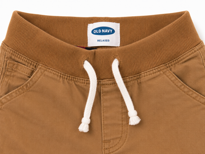 Old Navy Tan Pull-On Pants with Plaid Cuffs 18-24 months